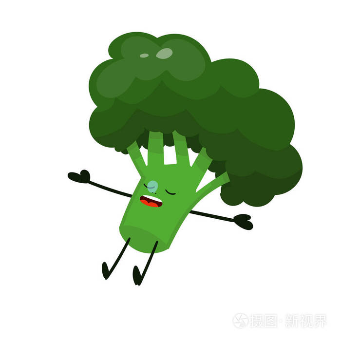 有趣的快乐西兰花画插图