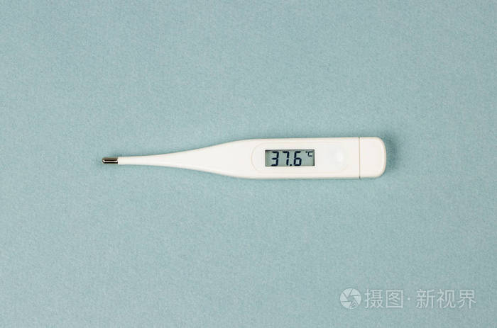 蓝底白色电子温度计照片-正版商用图片18pf3c-摄图新视界