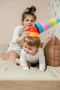 s toys.Toy on the head. funny colorful hat.