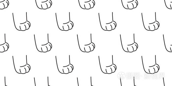 插画 猫爪无缝图案矢量小猫印花足迹卡通围巾隔离重复墙纸瓷砖背景