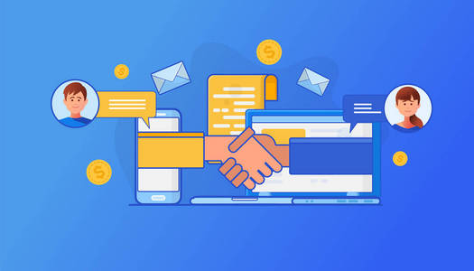 公司客户关系管理载体之间的握手交易照片