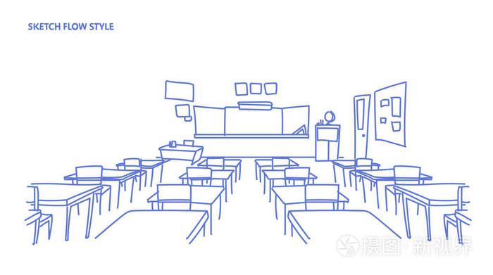 教室一角素描简单图片
