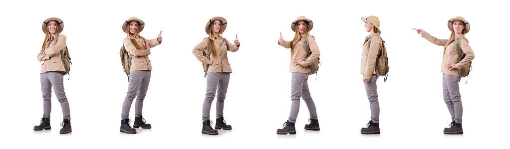 Safari 的帽子戴白色的女人