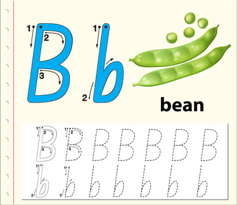 字母b跟踪字母表工作表插图