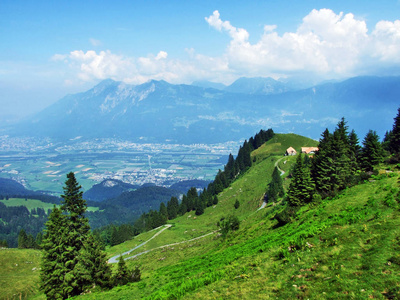 瑞士圣加仑阿尔维耶山州莱茵河河谷莱茵河景观