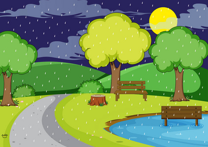 雨夜背景插画-雨夜背景手绘-雨夜背景卡通图-摄图新视界