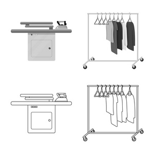 洗衣和清洁标志的孤立对象。一套洗衣和衣服矢量图标股票