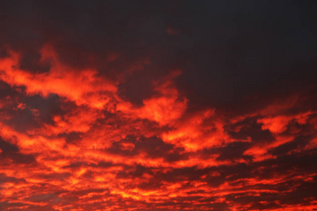 红天云日落黄昏地平线