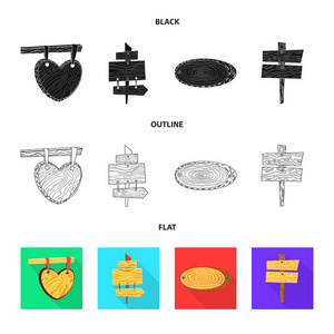 原始和林符号的独立对象。一套生料和硬木矢量图标的股票