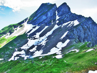 阿彭策尔阿尔卑斯山山脉的Gauschla峰瑞士圣加伦州