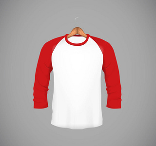 s slimfitting long sleeve baseball shirt with wood hanger. Red 