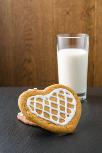 s style handmade cookies with fresh healthy milk in the glass on