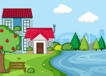 简单彩铅画房子图片