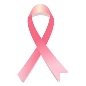 现实的粉红色丝带乳腺癌意识符号隔离在白色上。 光栅插图。
