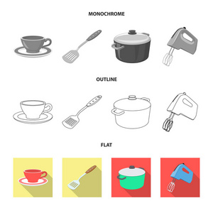 厨房和厨师标识的孤立对象。网络厨房和家电库存符号集