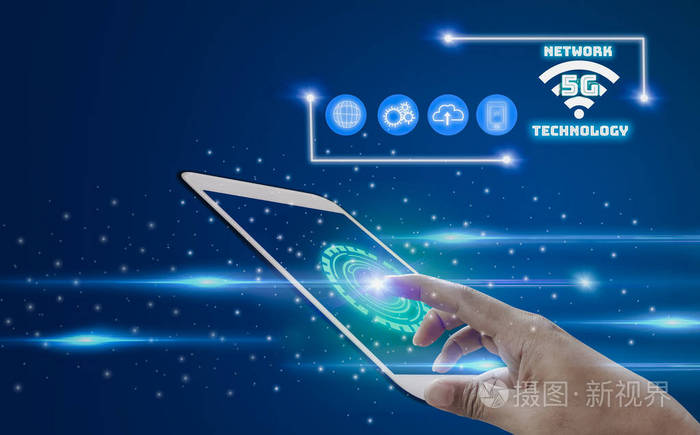 手触摸屏平板电脑,5g网络无线系统物联网,现代概念,现代概念,智能城市