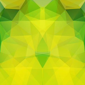 由黄绿色三角形组成的抽象背景。 商业演示或网页模板横幅传单的几何设计。 矢量插图
