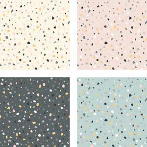 威尼斯风格水磨石瓷砖地板。 四种无缝矢量模式集