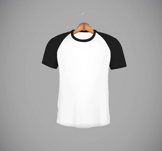 s slimfitting short sleeve baseball shirt with wood hanger. Bla