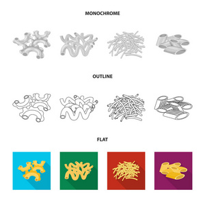 面食和碳水化合物符号的矢量设计。面食和通心粉股票矢量图集