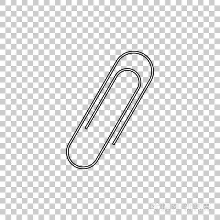 在透明背景上隔离的回形针图标扁平设计矢量插图