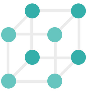 分子立方体形状立方体分子颜色隔离矢量图标，可以很容易地修改或编辑