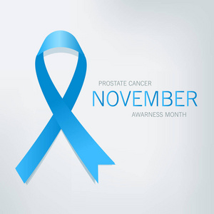 意识蓝丝带。世界前列腺癌日概念。栅格插图。男子保健概念