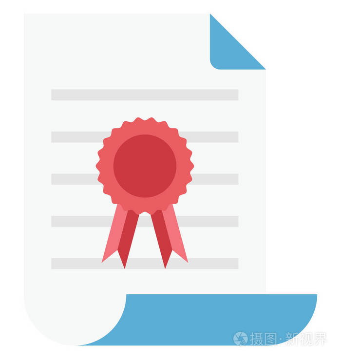 证书颜色隔离矢量图标可以很容易地修改或编辑