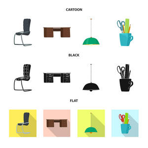 家具和工作标志的向量例证。一套家具和家庭股票符号的网站