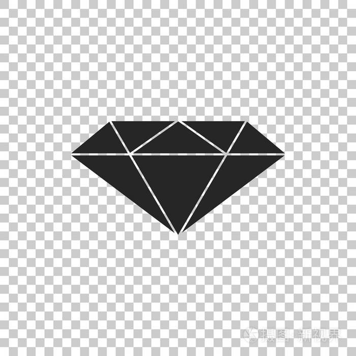 钻石标志隔离在透明的背景.珠宝符号.宝石石.扁平设计.矢量插图