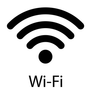 光栅插图平面设计蓝色无线图标。 wifi符号标志。 无线上网