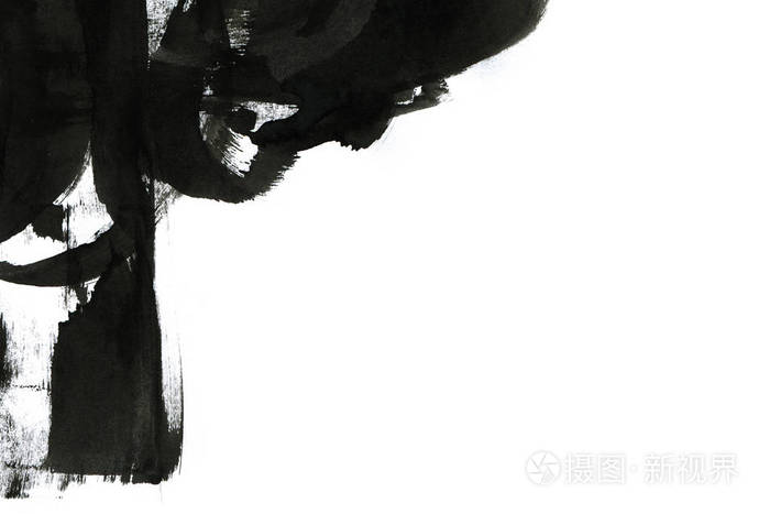 抽象墨水背景 大理石风格 白纸上的黑色油漆笔画纹理 用于网页和游戏设计的壁纸 泥艺术 笔汁的宏观图像 暗黑色漆照片 正版商用图片18qnkk 摄图新视界