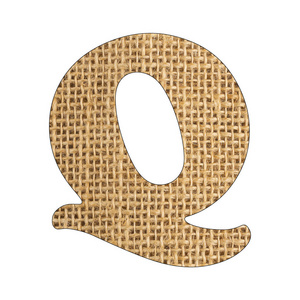 字母表中的Q字母Burlap背景纹理