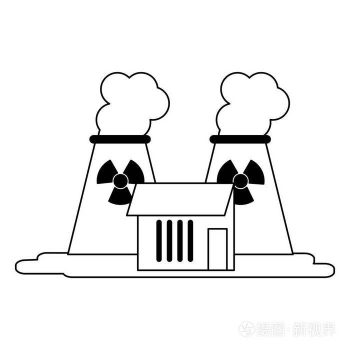 核工业厂房黑白插画-正版商用图片18qor6-摄图新视界
