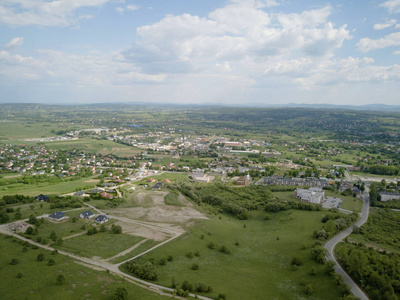 s eye view. Aerial photography of landscapes and settlements. Ur