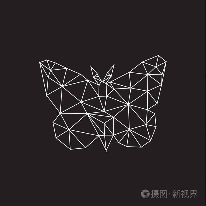 低聚徽标图标符号三角形蝴蝶几何多边形eps
