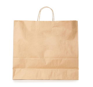 纸质购物袋隔离在白色上。为设计而设计