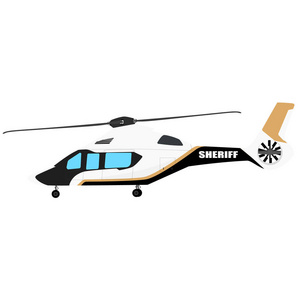 警察警长直升机图标。 飞机车辆。 紧急和紧急服务。 光栅插图