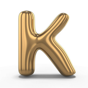 字母k由白色背景上隔离的充气气球制成。 3D渲染