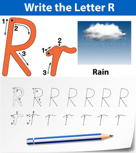 字母r跟踪字母表工作表插图