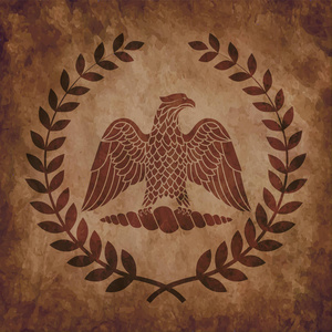 罗马鹰的标志在一个古老的破旧的纹理。