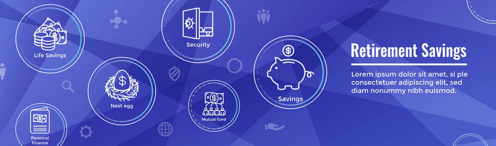  Savings Icon Set Web Header Banner  Mutual Fund, Roth IRA, etc