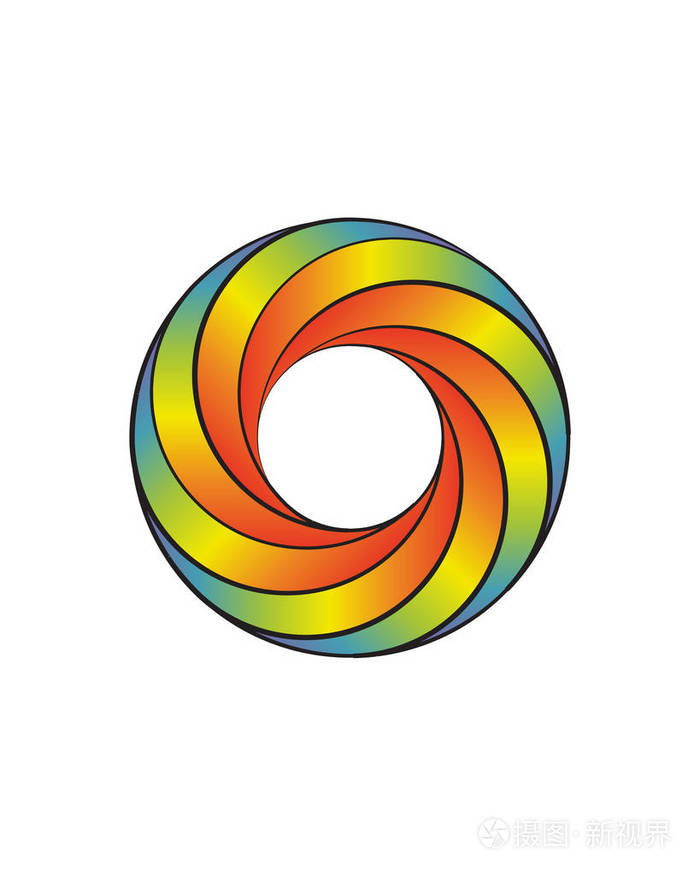 卡通彩虹圈漩涡标志设计元素