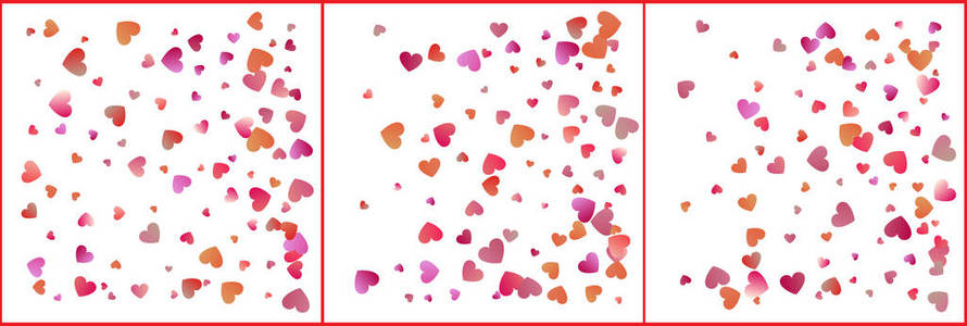 红色和粉红色的心纸屑庆祝活动。 简单的节日现代设计。 假日矢量集。