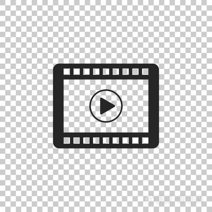播放在透明背景上隔离的视频图标.扁平设计.矢量插图