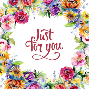 花束花植物花 水彩背景插图集 框架边框装饰正方形照片 正版商用图片18euwa 摄图新视界