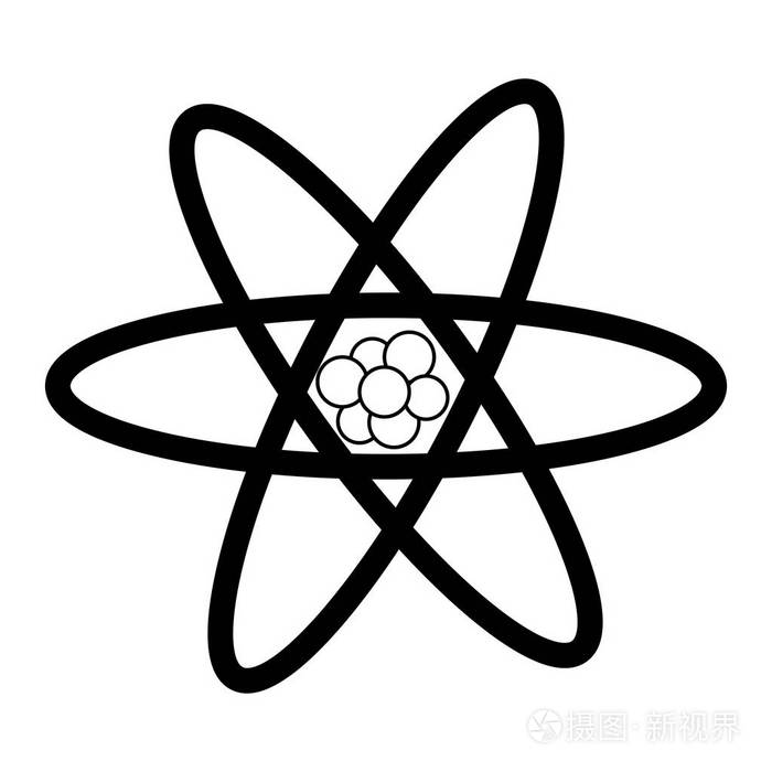 科学原子标志隔绝的黑色和白色插画-正版商用图片18r4f4-摄图新视界