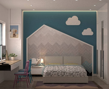 三维渲染舒适的卧室