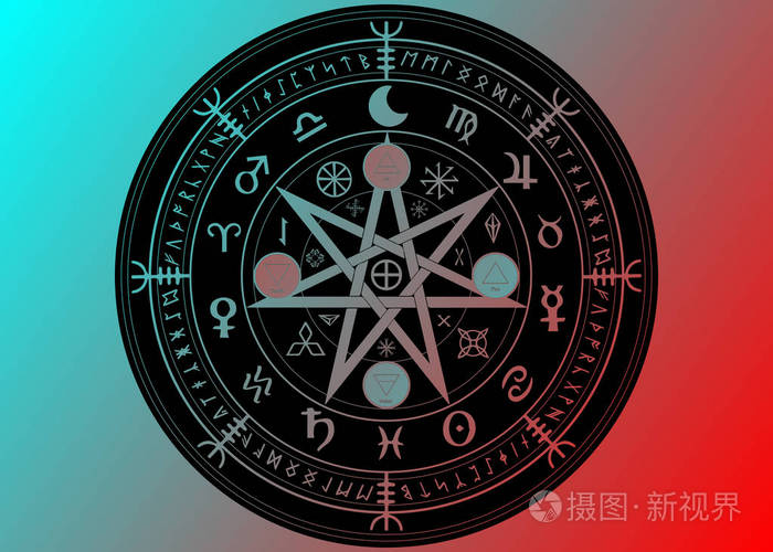 古代神秘符号地球黄道十二生肖车轮的年份wicca占星学标志矢量孤立