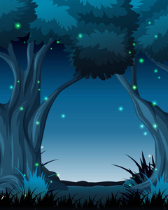 暗夜森林场景插图